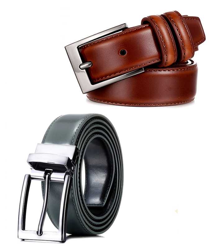 2 in 1 Double Sided Black and Brown Best Quality Leather Belt for Men/Boys