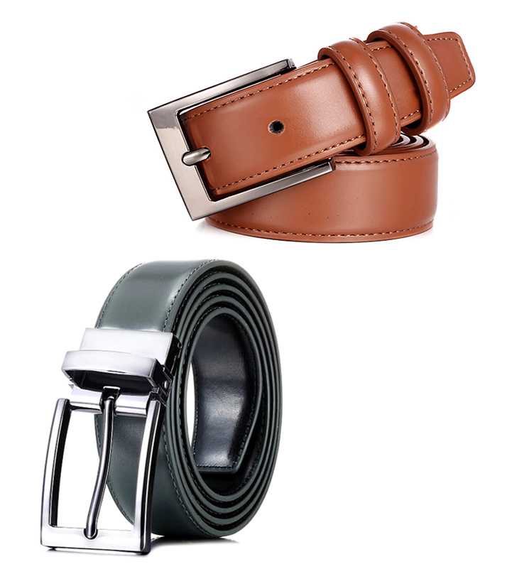 2 in 1 Double Sided Black and Brown Best Quality Leather Belt for Men/Boys